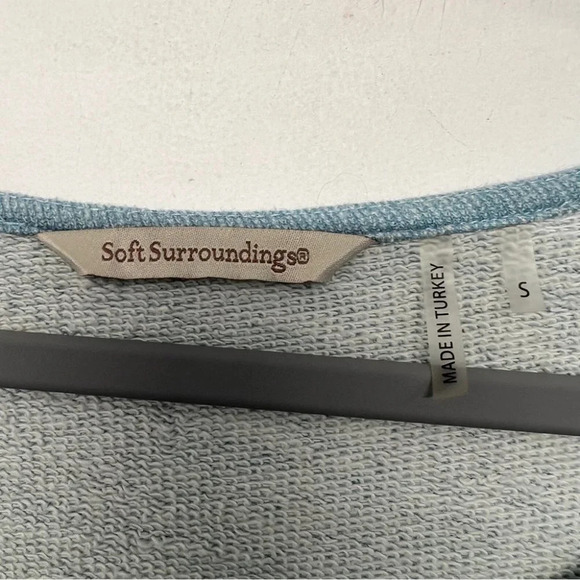 Soft Surroindings Sweater Blue S Cotton Edgy Pullover French Terry - Picture 5 of 7